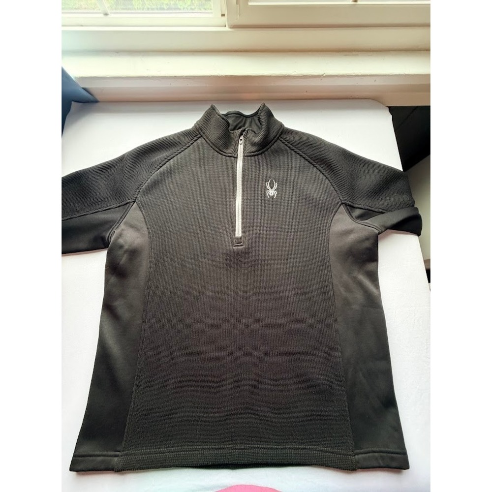 Spyder Men's XL Black Waffle Knit Quarter Zip Fleece Pullover 1299048 199306